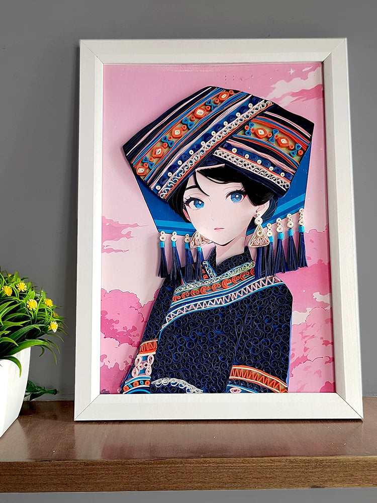 Ethnic Zhuang Quilling Art Kit for Beginners with Frame Option