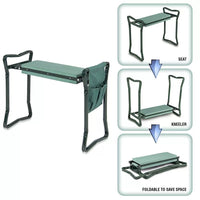 Foldable Garden Kneeler and Seat with Tool Pouch, Portable Outdoor Gardening Bench