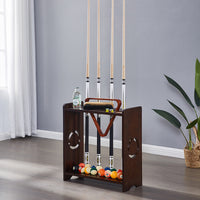 Premium Billiard Cue Rack, Stainless Steel & Solid Wood Pool Stick Holder, 6/8/9-Hole Storage Organizer