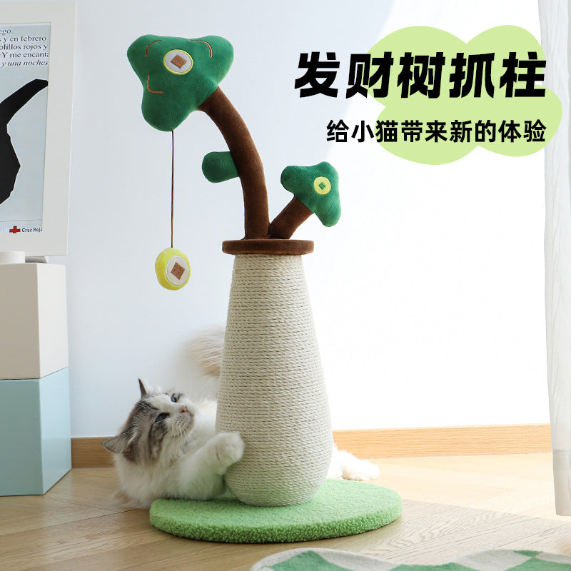 Cat Scratching Post with Sisal Rope and Carrot Toy for Indoor Cats
