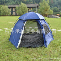 3-in-1 Waterproof UV Protection Double Layer Hexagonal Tent for 6 Person Outdoor Camping Family Leisure