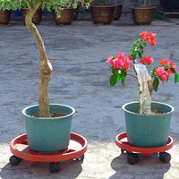 Heavy-Duty Round Plant Caddy with Wheels and Water Tray, Deep Base