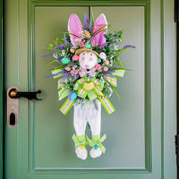 Easter Cartoon Theme Simulation Plant Wreath Hanging Ornament for Door Decoration