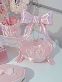 Bowknot Jewelry Display Stand for Necklaces and Rings, Desktop Organizer for Dressing Table