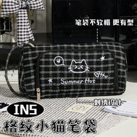 Cute Cat Embroidery Pencil Case Large Capacity Student Stationery Pouch