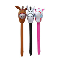 Inflatable Horse Head Stick Toy for Kids, Cartoon Stage Prop and Game Accessory
