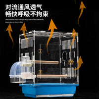 New Transparent Acrylic Bird Cage Panoramic Anti-Splash Villa Style Birdhouse for Home Display