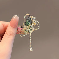 Emerald Green Butterfly Tassel Brooch for Cheongsam