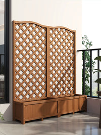 Wood Plastic Composite Garden Planter with Trellis Outdoor Privacy Screen