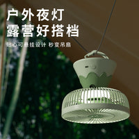 Portable USB Rechargeable Desk Fan with Night Light, 3-Speed, Hanging or Standing