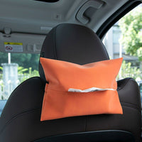 Car Visor Tissue Holder with Straps, Suede Leather Auto Seat Back Armrest Tissue Box