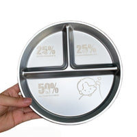 Food Grade Stainless Steel Divided Lunch Plate for Adults and Students, 3-Compartment Meal Prep Tray