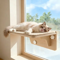 Wall-Mounted Cat Hammock with Wooden Steps - Modern Pet Climbing Ladder & Perch