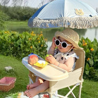 Portable Multi-functional Baby Dining Chair with Tray and Safety Harness for Outdoor Use