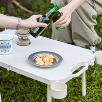 Portable Outdoor Camping Table with Cup Holders - Folding Square Picnic Table for Patio & Garden