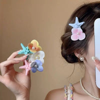 Orchid Starfish Hair Clip for Women, Side Clip Hairpin for Beach Photoshoots