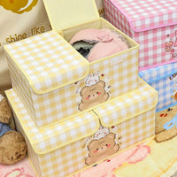 Cute Girly Large Capacity Double-Lid Dustproof Washable Storage Box for Underwear Socks