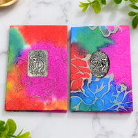 Thai Souvenir Handmade Paper Notebook with Embossed Tin Decoration