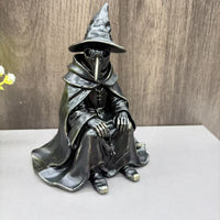Gothic Raven Wizard Statue for Home & Garden Decor, Halloween Craft