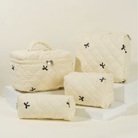 Embroidered Bow Large Capacity Cosmetic Bag Set