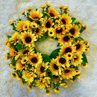 Artificial Sunflower Wreath for Door and Window Decor