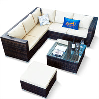 Rattan Sofa and Chair Set for Patio Garden Balcony Living Room Corner Wicker Furniture