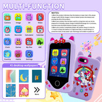 Kids' Dual Camera Touchscreen Smartphone Toy - Unicorn Educational Game Console with Camera for Christmas