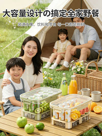 Portable Food Storage Container with Ice Pack and Straw, 800ML