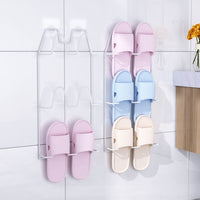 Wall-Mounted Slipper Rack with Drainage for Bathroom, Punch-Free Storage Organizer