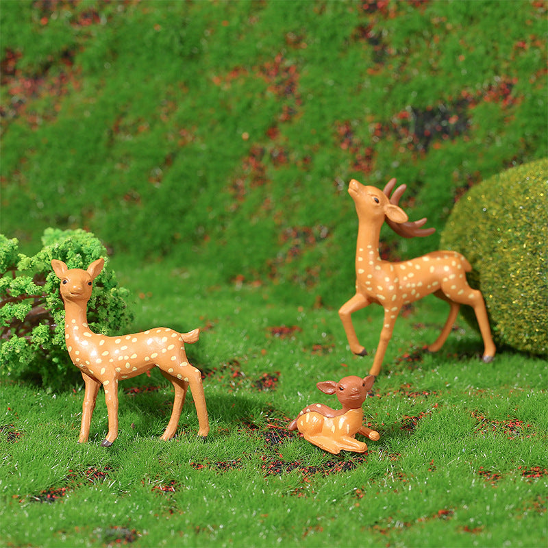 Cute Deer Family Moss Micro Landscape Ornament for Succulent Pot Decoration