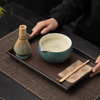 Japanese Style Matcha Whisk Holder and Bowl Set - Speckled Glaze Ceramic