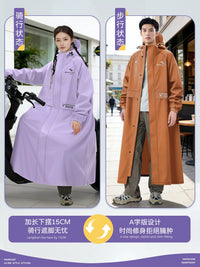 Women's Full Body Electric Scooter Raincoat with Extended Zipper and Backpack Compatibility