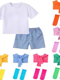 Kids' Cotton Candy Color Dance Performance Outfit for School Events and Cheerleading
