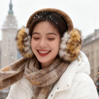 Foldable Faux Leopard Print Earmuffs for Winter Outdoor Warmth