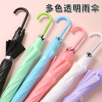 Transparent Semi-Automatic Long Handle Umbrella for Men and Women