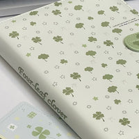 Lucky Four-Leaf Clover A5 PU Loose-Leaf Notebook with Magnetic Buckle