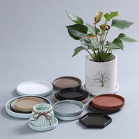 Ceramic Plant Pot Saucer Round Large White Black Matte Grey Water Catch Tray Base