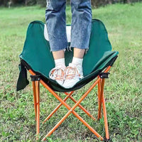 Portable Folding Moon Chair for Outdoor Camping Fishing with Backrest and Storage Bag
