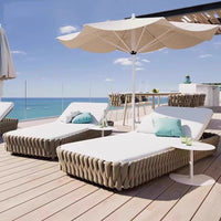 Outdoor Rattan Woven Aluminum Chaise Lounge for Poolside & Resort