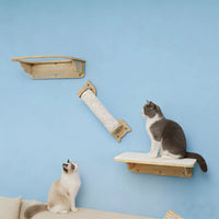 Wall-Mounted Cat Climbing Frame with Hammock and Perch