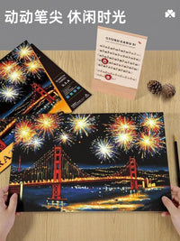 A4 Scratch Art Paper Set with Cityscapes and Famous Landmarks for Creative DIY Art