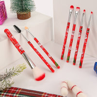 New 7-Piece Christmas Makeup Brush Set - Red Holiday Gift Cosmetic Tools