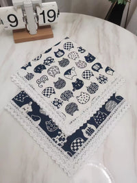 Japanese Style Lucky Cat Cotton Linen Dust Cover with Lace Tassel for Air Fryer Rice Cooker Blender Oven