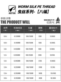 Chongwang 8-Strand PE Braided Fishing Line for Lure Fishing, Smooth Long Casting, Bass Perch Topmouth Culter