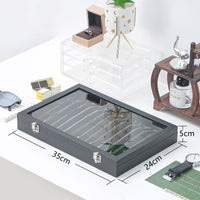 Jewelry Display Tray with Glass Lid, Dustproof Necklace Organizer Storage Box