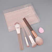 4-Piece Makeup Brush Set with PVC Gift Box - Foundation, Powder, Contour, Eyeshadow Brushes