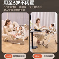 Hagaday 2-in-1 Baby High Chair and Rocker with Smart Soothing Function, Foldable Infant Dining and Sleeping Chair