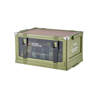 Outdoor Camping Storage Box with Wooden Lid, Foldable and Thickened Plastic Organizer for Car Trunk Travel