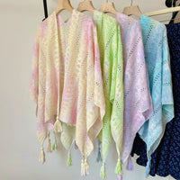 Women's Knitted Hollow Out Ethnic Style Poncho Shawl for Spring/Summer