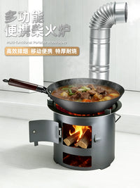 Portable Outdoor Wood Burning Stove with Detachable Chimney for Camping and Picnics